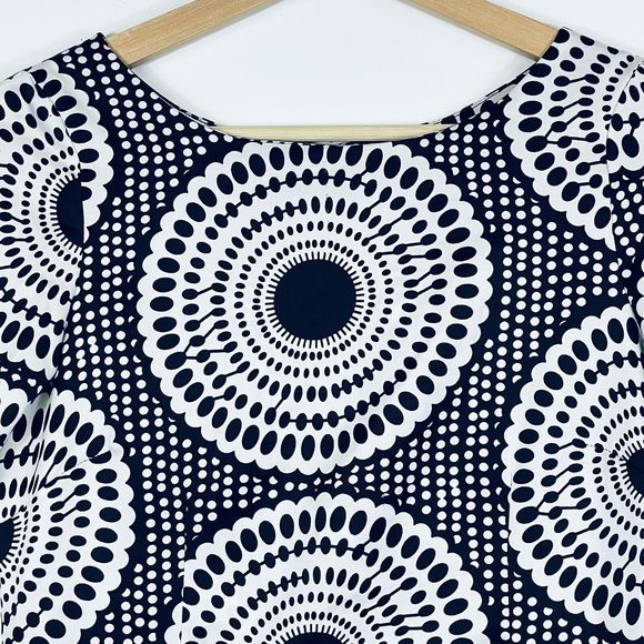 Zara Basics 1/2 Sleeve Black‎ White Circle Satin Shift Sheath Dress Womens Small - Picture 2 of 7